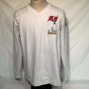 Nike White Tampa Bay Buccaneers Super Bowl LV V-Neck Long Sleeve T-Shirt Mens